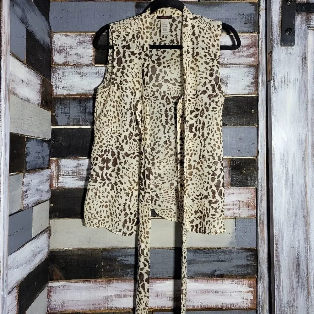 Mark. Animal Print Tie Infront Button Up Tanktop - Picture 6 of 7